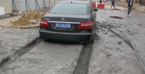 car trapped in cement guangdong bmw